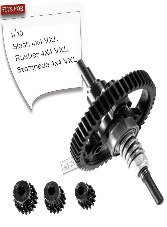 قطع غيار Rcarmumb المُحسّنة لسيارات التحكم عن بعد من طراز Slash 4X4/VXL و Stampede 4X4/VXL و Rustler 4X4/VXL بمقياس 1/10، تتضمن مُزيل قابض الانزلاق، ومجموعة تروس 53T مع تروس صغيرة (15T، 17T، 19T)، مصنوعة من الفولاذ المُقسّى، رقم 6878، لون أسود - Image 2